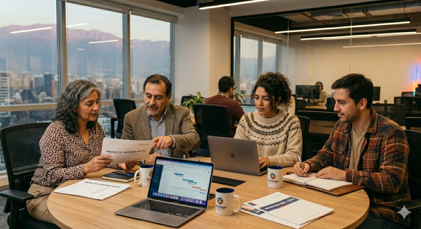 Mesa de trabajo con profesionales senior